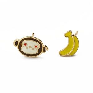 Monkey and Banana Stud Earrings